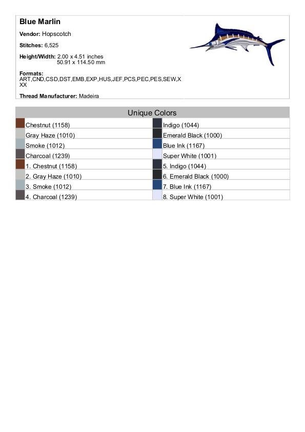 Blue Marlin Machine Embroidery Design Blue Marlin - Etsy