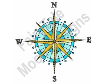 Compass Rose - Machine Embroidery Design, Nautical Star Compass Embroidery Pattern, Nautical Compass Rose Embroidery Design