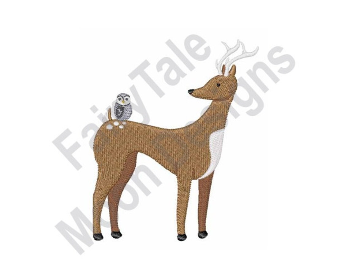 Woodland Animals Machine Embroidery Design Deer and Owl Etsy UK