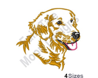 Golden Retriever - Machine Embroidery Design, Golden Retriever Outline Embroidery Design, Dog Head Embroidery Design