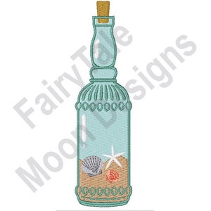 Sea Shells Bottle - Machine Embroidery Design, Beach Sand Bottle Embroidery Pattern, Message In A Bottle Design, Seashell, Starfish Design