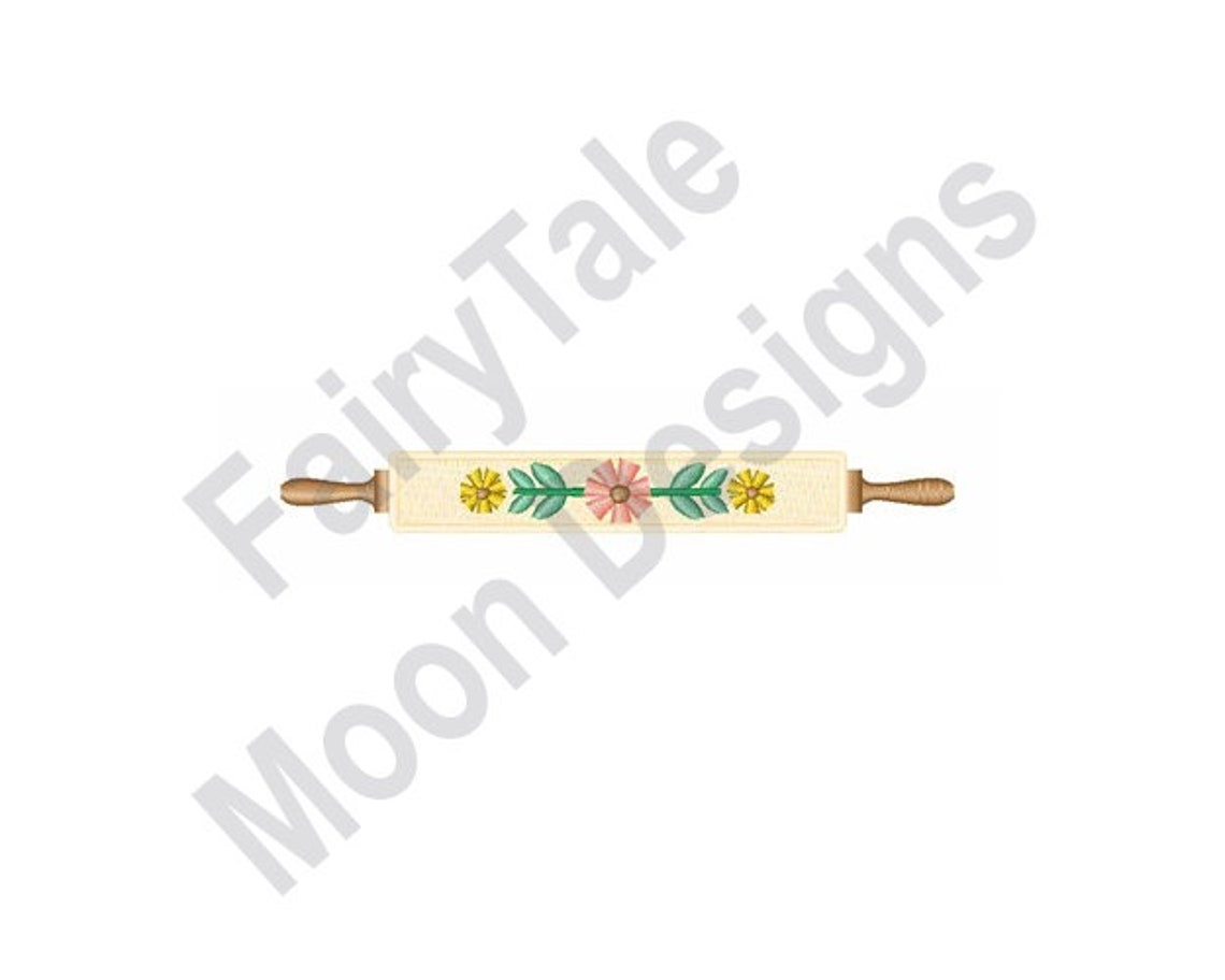 Decorated Rolling Pin Machine Embroidery Design Folk Art Etsy