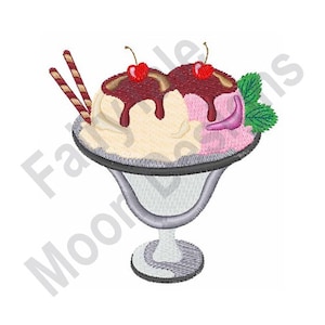 Ice Cream Sundae - Machine Embroidery Design, Ice Cream Dessert Embroidery Pattern, Sundae Embroidery Design