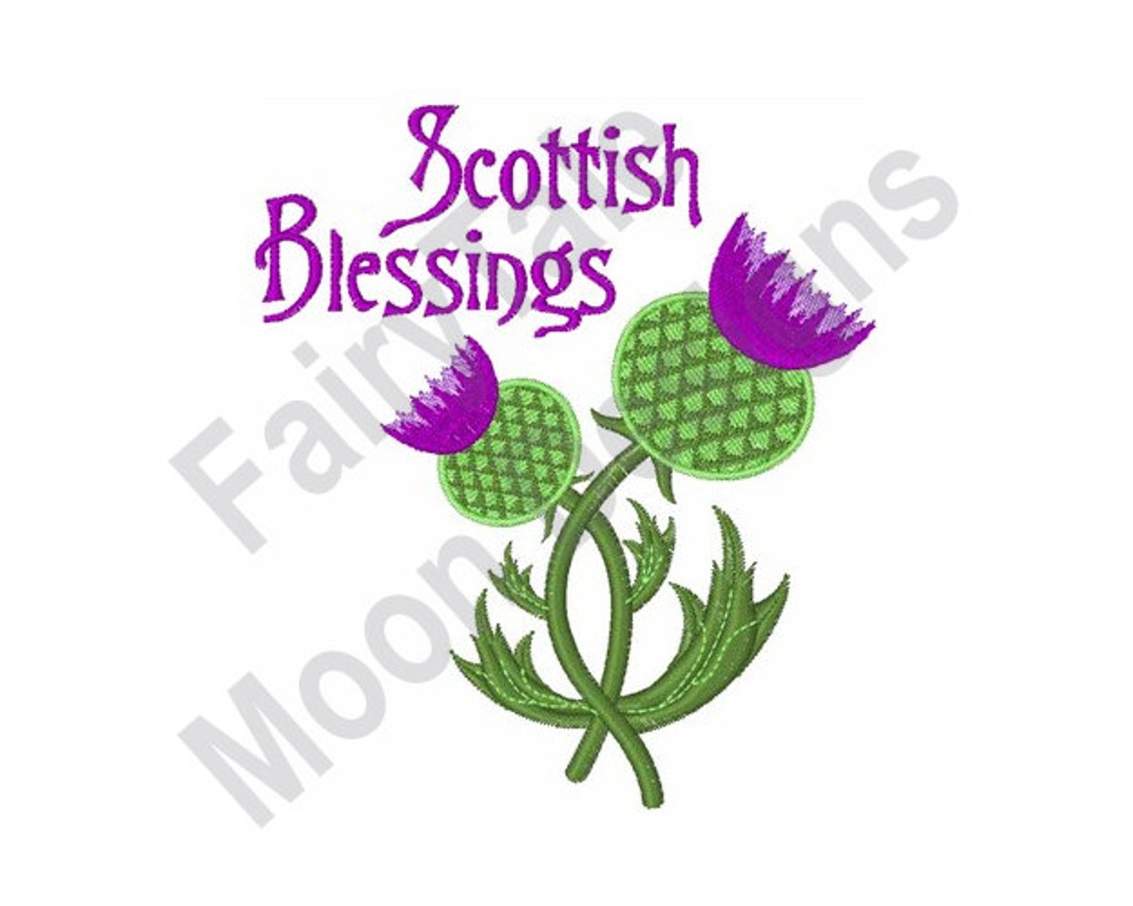 Scottish Blessings Machine Embroidery Design Scotch Thistle Etsy