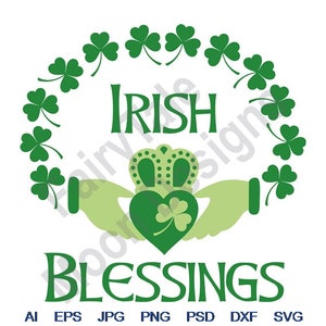 Irish Blessings - Svg, Dxf, Eps, Png, Jpg, Vector Art, Clipart, Cut File, Claddagh Irish Wedding Ring Svg, Praying Hands Cut File