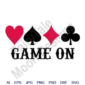 Gra włączona - Svg, Dxf, Eps, Png, Jpg, Grafika wektorowa, Clipart, Plik do cięcia, Symbole kart do gry Svg, Karty pokerowe Svg, Karty do gry w kasynie Svg