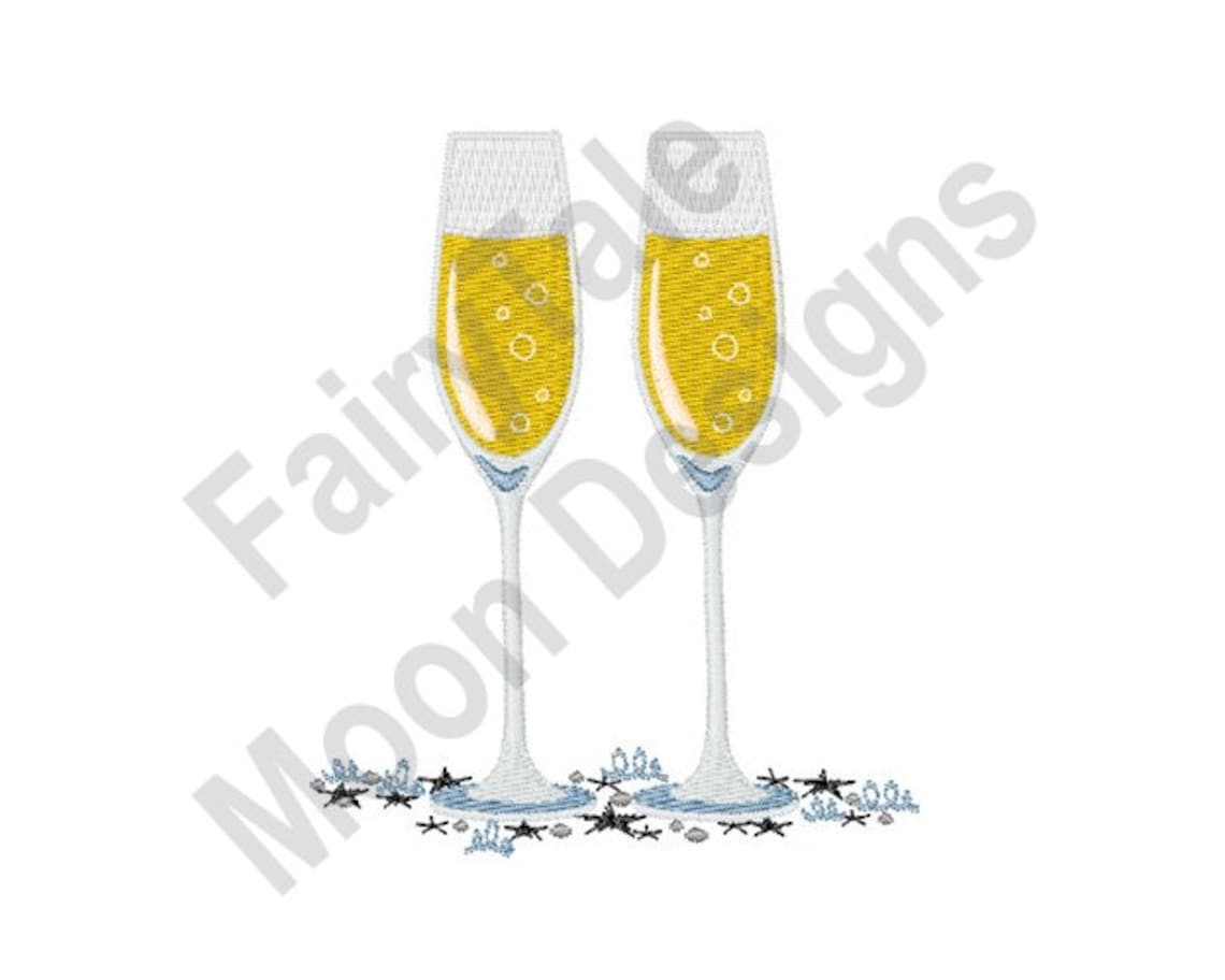 Champagne glasses machine embroidery design new years  etsy