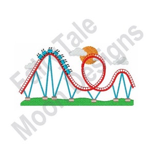 Roller Coaster - Machine Embroidery Design, Amusement Ride Embroidery Pattern, Amusement Park Design, Rollercoaster Embroidery Design