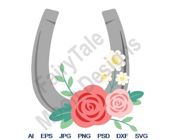 Floral Horseshoe Svg Dxf Eps Png Jpg Vector Art | Etsy