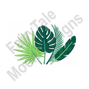 Flamingo Machine Embroidery Design Pink Flamingo Embroidery Pattern Exotic Green Leaves Embroidery Design Palm Leaf Embroidery Design