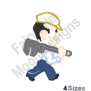Mechanic Outline - Machine Embroidery Design, Mechanic With Wrench Embroidery Pattern, Occupational Embroidery Design