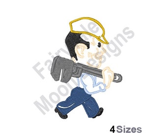 Mechanic Outline - Machine Embroidery Design, Mechanic With Wrench Embroidery Pattern, Occupational Embroidery Design