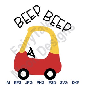 Beep Beep - Svg, Dxf, Eps, Png, Jpg, Vector Art, Clipart, Cut File, Red Toy Car Svg, Baby Car Svg, Children Toy Car, Golf Cart Toy Car Svg