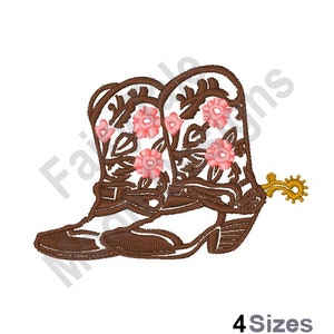 Cowgirl Boots - Machine Embroidery Design, Western Cowgirl Boots Embroidery Pattern, Floral Cowboy Boots Embroidery Design