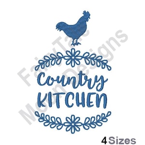 Country Kitchen - Machine Embroidery Design, Country Rooster Embroidery Pattern, Laurel Wreath Kitchen Design, Olive Branch Rooster Pattern