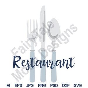 Restaurant Utensils -Svg, Dxf, Eps, Png, Jpg, Vector Art, Clipart, Cut File, Fork Knife Spoon, Silverware Svg, Cutlery Set Svg, Flatware Svg
