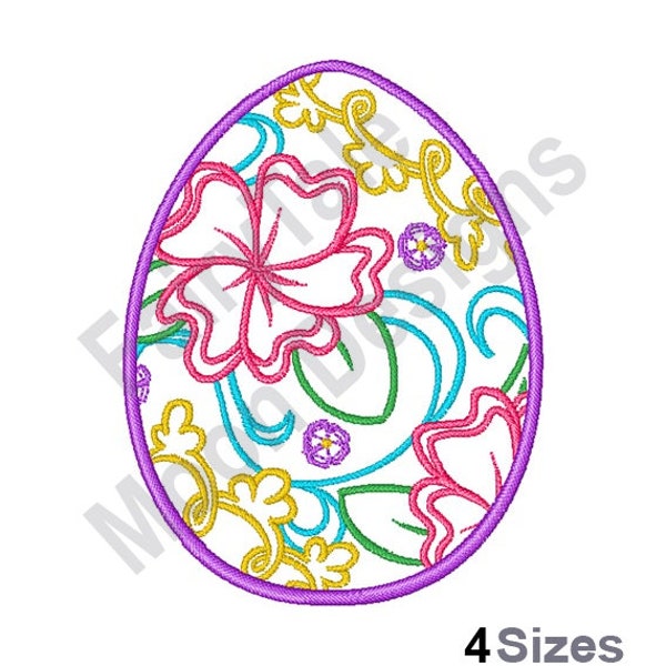 Spring Flowers Easter Egg - Machine Embroidery Design, Decorated Easter Egg Embroidery Pattern, Exotic Floral Decoration Embroidery Design