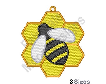 Freestanding Lace Honey Bee - Machine Embroidery Design, FSL Honeycomb Embroidery Pattern, Free Standing Lace Honeybee Embroidery Design