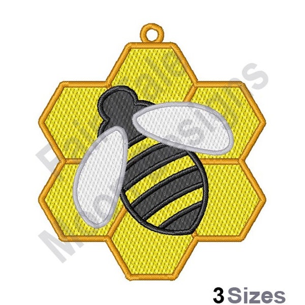 Freestanding Lace Honey Bee - Machine Embroidery Design, FSL Honeycomb Embroidery Pattern, Free Standing Lace Honeybee Embroidery Design