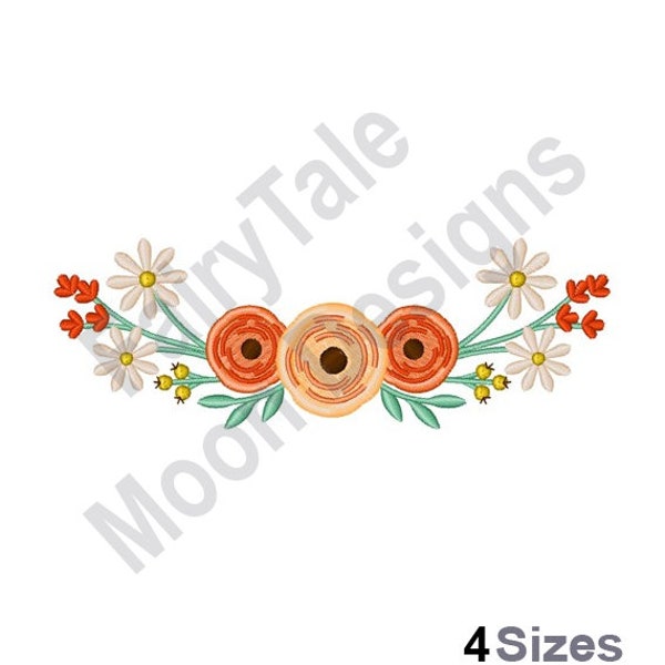 Flower Border - Machine Embroidery Design, Floral Border Embroidery Pattern, Spring Flowers Design, Wedding Flowers Embroidery Pattern