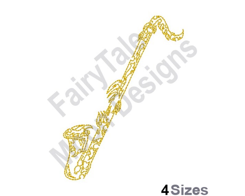Saxophone Machine Embroidery Design Sax Outline Embroidery Etsy