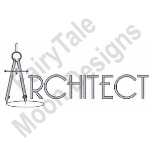 Op de afbeelding: Een zwart-witte illustratie van een kompas met het woord "ARCHITECT" in een gestileerd lettertype.