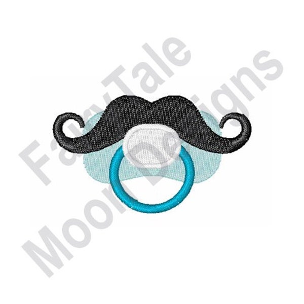 Baby Boy Pacifier - Machine Embroidery Design, Baby Pacifier Embroidery Pattern, Mustache Embroidery Design