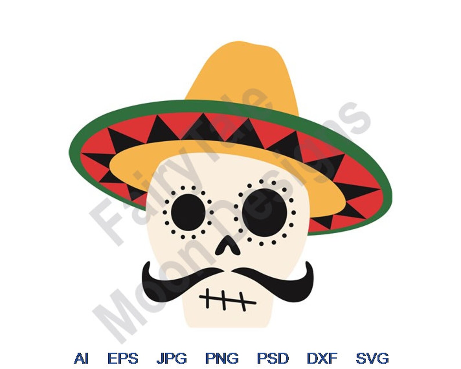 Spanish Skull Svg Dxf Eps Png Jpg Vector Art Clipart Etsy
