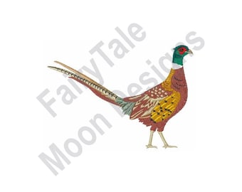 Ring-Necked Pheasant - Machine Embroidery Design, Common Pheasant Male Embroidery Pattern, Bird Embroidery Design