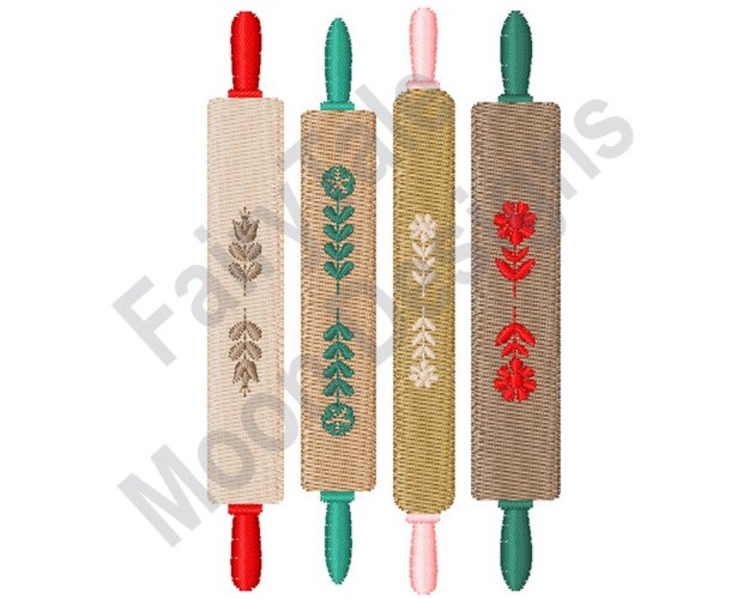 Rolling Pins Machine Embroidery Design, Baker's Rolling Pin Embroidery