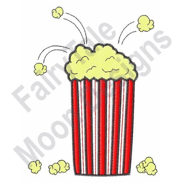 Popcorn - Machine Embroidery Design, Filled Popcorn Box Embroidery Pattern, Popcorn Container Embroidery Design