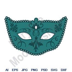 Karnevalsmaske -Svg, Dxf, Eps, Png, Jpg, Vektorkunst, Clipart, Schnittdatei, Maskerademasken svg, venezianische Maske svg, halbe Gesichtsmaske svg