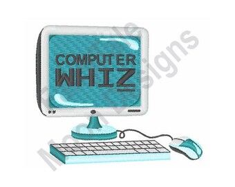 Computer Whiz - Machine Embroidery Design, Computer Monitor Embroidery Pattern, Computer Expert Embroidery Design, IT Expert Embroidery