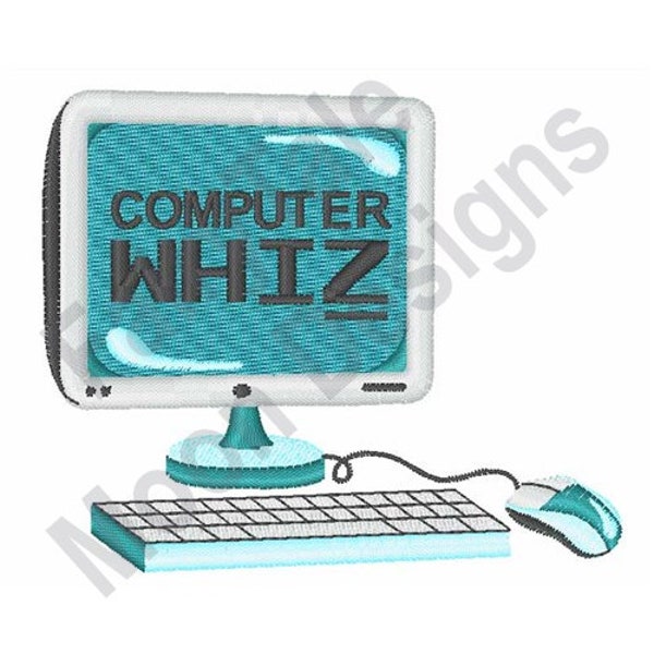 Computer Whiz - Machine Embroidery Design, Computer Monitor Embroidery Pattern, Computer Expert Embroidery Design, IT Expert Embroidery