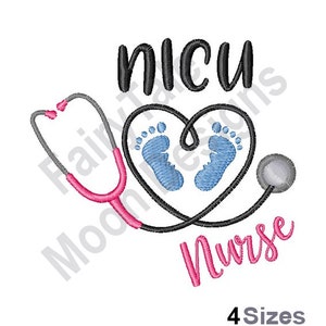 NICU Nurse - Machine Embroidery Design, Neonatal Nurse Embroidery, RN Nurse Design, Intensive Care Nursing Design, Baby Footprint Embroidery