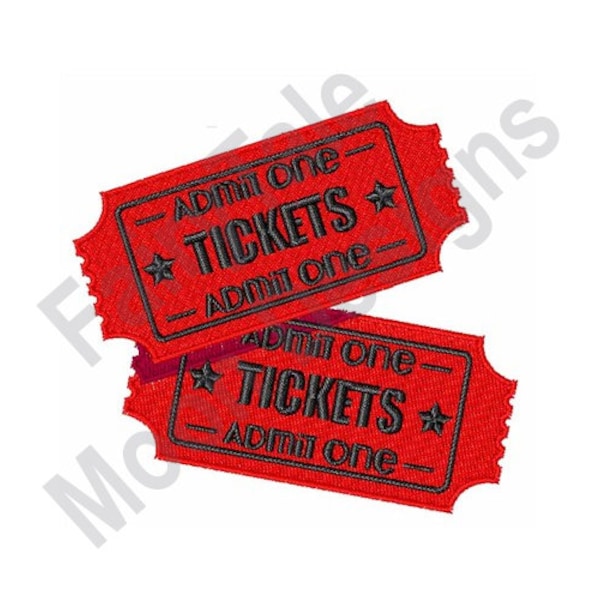 Admit One - Machine Embroidery Design, Cinema Admission Ticket Embroidery Pattern, Movie Ticket Design, Theater Ticket Embroidery Design