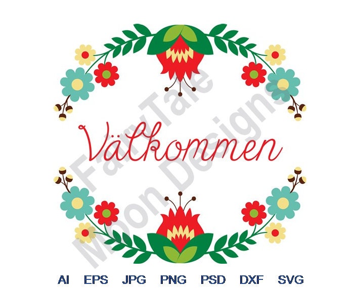 Valkommen Wreath Svg Dxf Eps Png Jpg Vector Art | Etsy