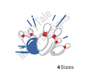 Bowling Strike - Machine Embroidery Design, Bowling Pins Outline Embroidery Pattern, Bowling Ball Embroidery Design