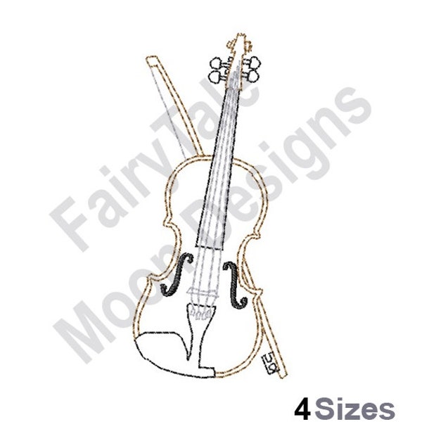 Violin - Machine Embroidery Design, Violin Outline Embroidery Pattern, Musical Instrument Embroidery Design