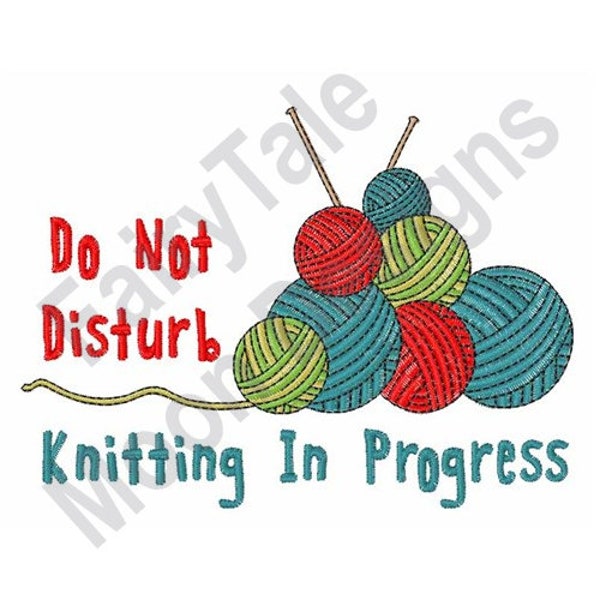 Knitting In Progress - Machine Embroidery Design, Knitting Yarn & Knitting Needles Embroidery Pattern