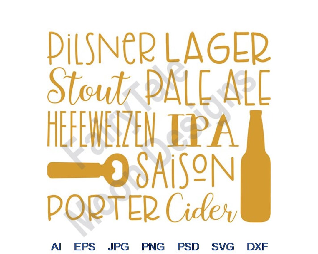 Beer Types - Svg, Dxf, Eps, Png, Jpg, Vector Art, Clipart, Cut File ...