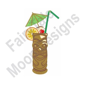 Mai Tai Cocktail - Machine Embroidery Design, Tiki Cocktail Embroidery Pattern, Tropical Rum Cocktail Design, Summer Drink Cocktail Design