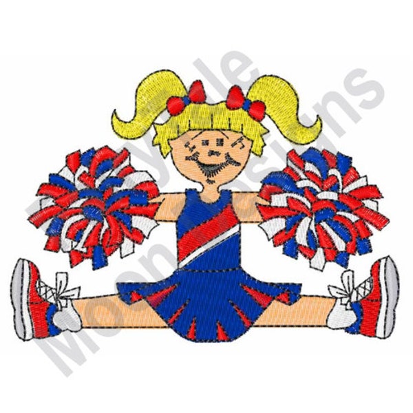 Cheerleader Girl - Machine Embroidery Design, Cheerleading Girl With Pom Poms Embroidery Design, Patriotic USA Pompons Embroidery Design