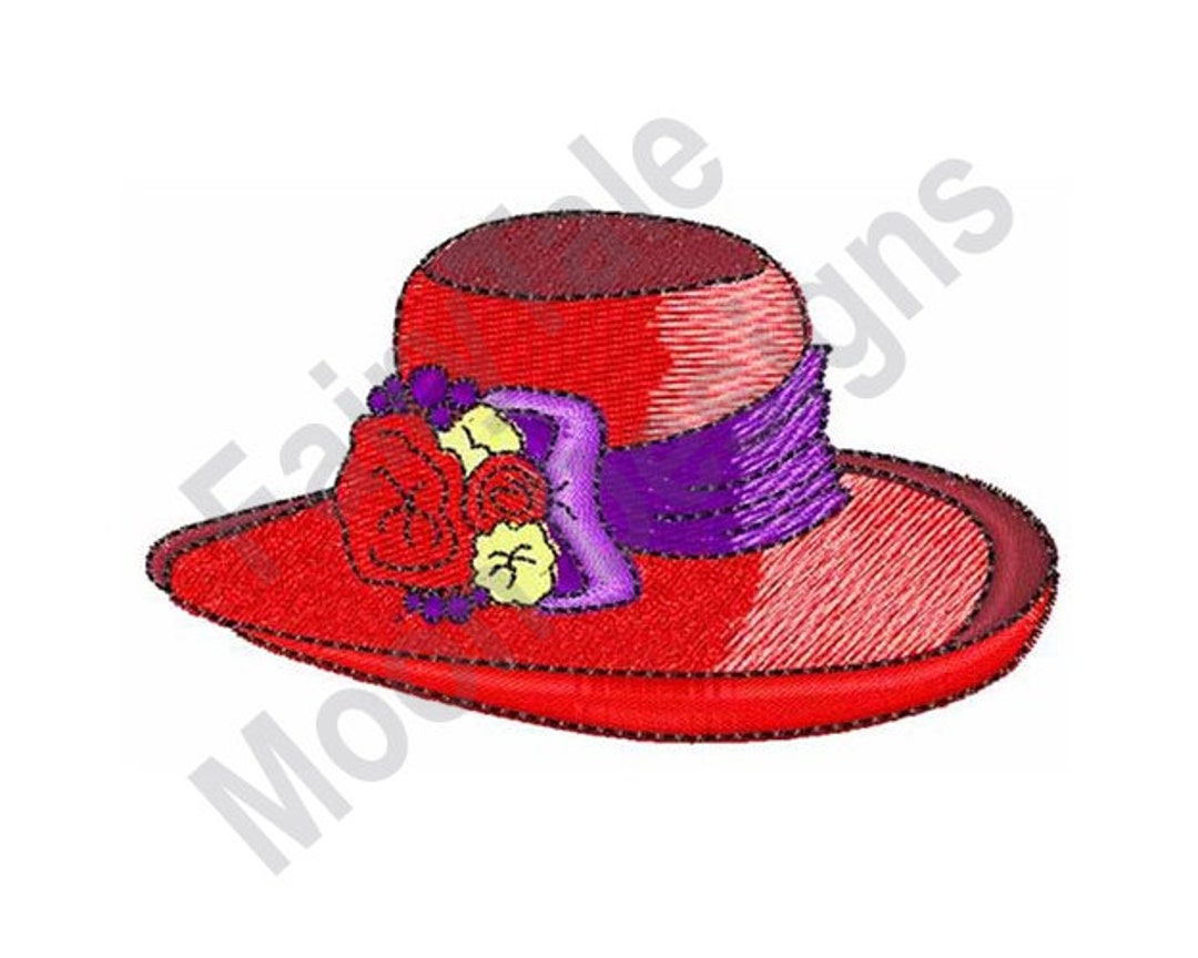 Red Hat Machine Embroidery Design, Red Hat Embroidery Pattern, Old
