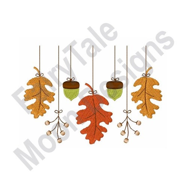 Fall Leaves - Machine Embroidery Design, Thanksgiving Embroidery Pattern, Acorn & Oak Leaves Design, Autumn Tree Leaf Embroidery Design