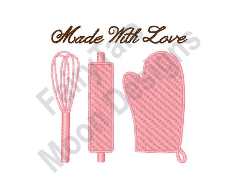 Made With Love Machine Embroidery Design Kitchen Cooking Etsy