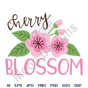 Flor de cerezo - Svg, Dxf, Eps, Png, Jpg, Vector, Clipart, Archivo de corte, Flor de cerezo Svg, Flores de cerezo Svg, Hojas de cerezo Svg