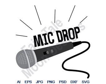 Mic Drop - Svg, Dxf, Eps, Png, Jpg, Arte vectorial, Imágenes Prediseñadas, Archivo de corte, Micrófono vocal Svg, Micrófono dinámico Svg, Vintage Mike Svg, Mic Svg