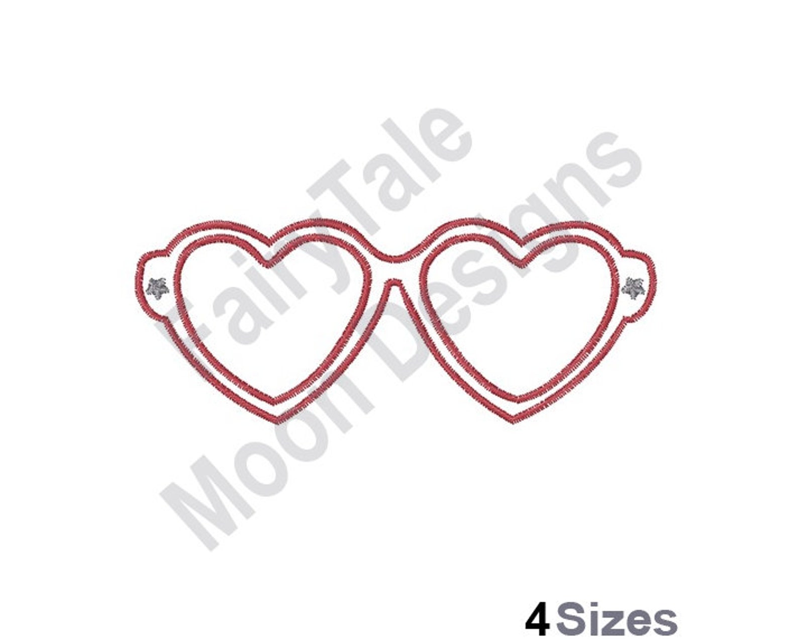 Love Glasses Machine Embroidery Design Heart Shaped Etsy