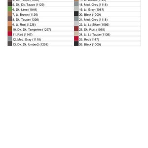 Puede incluir: Un gr&aacute;fico que muestra 26 colores diferentes con sus nombres y valores RGB correspondientes. Los colores est&aacute;n dispuestos en una columna vertical, con el color m&aacute;s claro en la parte superior y el color m&aacute;s oscuro en la parte inferior.
